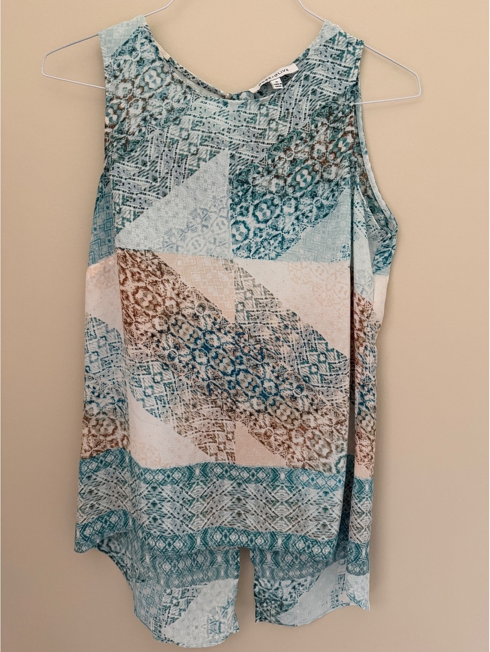 M Rose+Olive high-low tank top